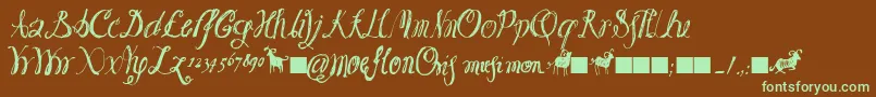 Moeflon01 Font – Green Fonts on Brown Background