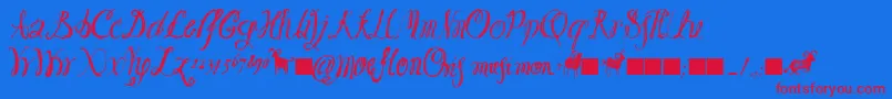 Moeflon01 Font – Red Fonts on Blue Background