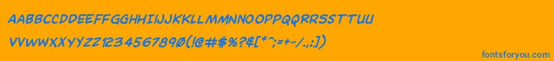 Czcionka Dominomaskboldital – niebieskie czcionki na pomarańczowym tle