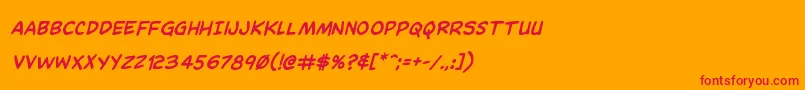 Dominomaskboldital-Schriftart – Rote Schriften auf orangefarbenem Hintergrund