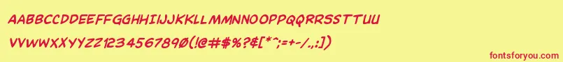 Więcej informacji o czcionce Dominomaskboldital Czcionka Dominomaskboldital – czerwone czcionki na żółtym tle