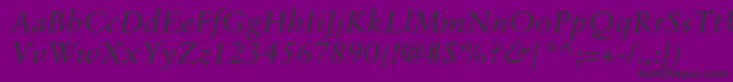 SabonltstdItalic-Schriftart – Schwarze Schriften auf violettem Hintergrund