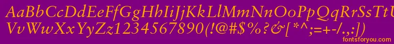 SabonltstdItalic Font – Orange Fonts on Purple Background