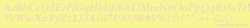 SabonltstdItalic Font – Pink Fonts on Yellow Background