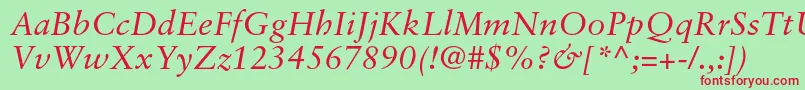 SabonltstdItalic Font – Red Fonts on Green Background