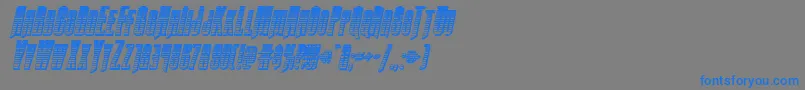 Butchsundancegradchromeital-Schriftart – Blaue Schriften auf grauem Hintergrund