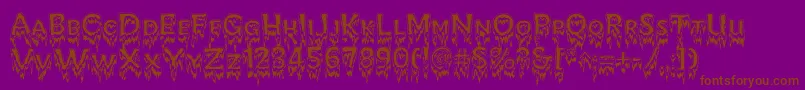 KreepshowFrigid-Schriftart – Braune Schriften auf violettem Hintergrund