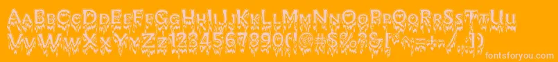 KreepshowFrigid-Schriftart – Rosa Schriften auf orangefarbenem Hintergrund