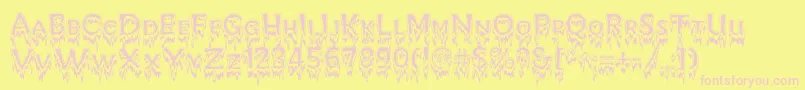 KreepshowFrigid-Schriftart – Rosa Schriften auf gelbem Hintergrund