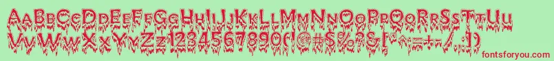 KreepshowFrigid Font – Red Fonts on Green Background