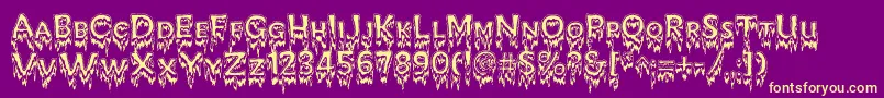 KreepshowFrigid-fontti – keltaiset fontit violetilla taustalla