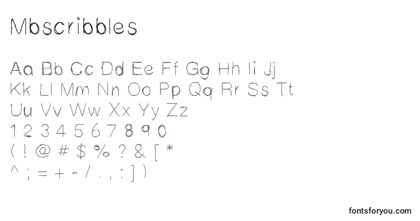 Schriftart Mbscribbles – Alphabet, Zahlen, spezielle Symbole