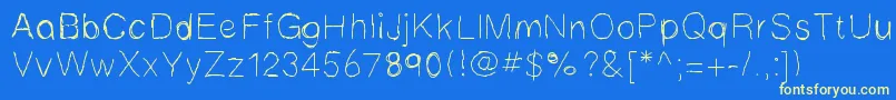 Fonte Mbscribbles – fontes amarelas em um fundo azul