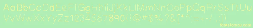 フォントMbscribbles – 黄色の文字が緑の背景にあります