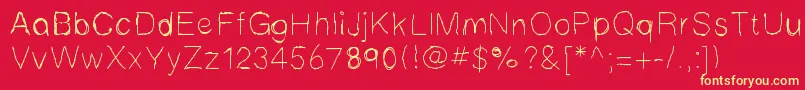 Fonte Mbscribbles – fontes amarelas em um fundo vermelho