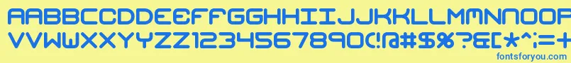 フォントMishmash – 青い文字が黄色の背景にあります。