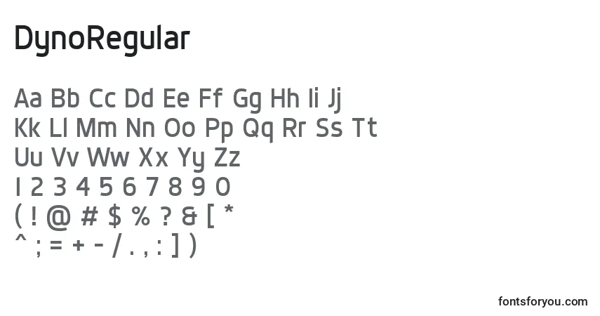 Шрифт DynoRegular – алфавит, цифры, специальные символы
