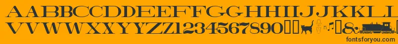Railroadroman-Schriftart – Schwarze Schriften auf orangefarbenem Hintergrund