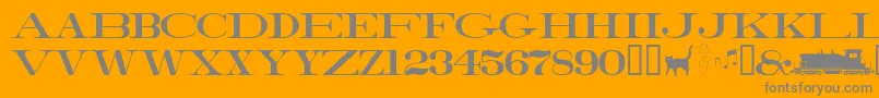 Railroadroman-Schriftart – Graue Schriften auf orangefarbenem Hintergrund