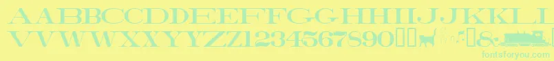 Railroadroman-Schriftart – Grüne Schriften auf gelbem Hintergrund