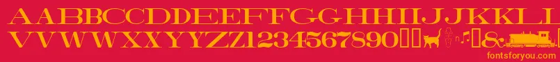 Fonte Railroadroman – fontes laranjas em um fundo vermelho