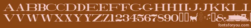 Railroadroman-Schriftart – Rosa Schriften auf braunem Hintergrund