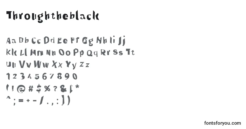 Schriftart Throughtheblack – Alphabet, Zahlen, spezielle Symbole