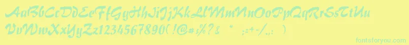 Hokusai Font – Green Fonts on Yellow Background
