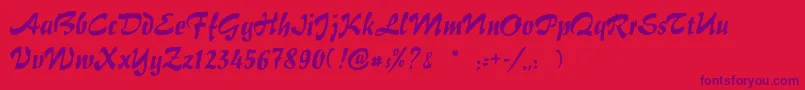 Hokusai Font – Purple Fonts on Red Background