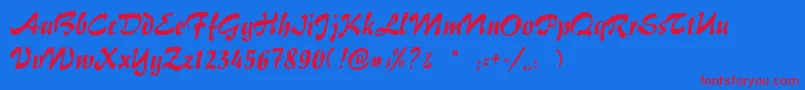Hokusai Font – Red Fonts on Blue Background