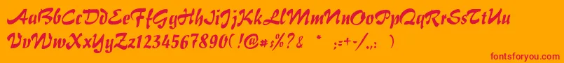 Hokusai Font – Red Fonts on Orange Background