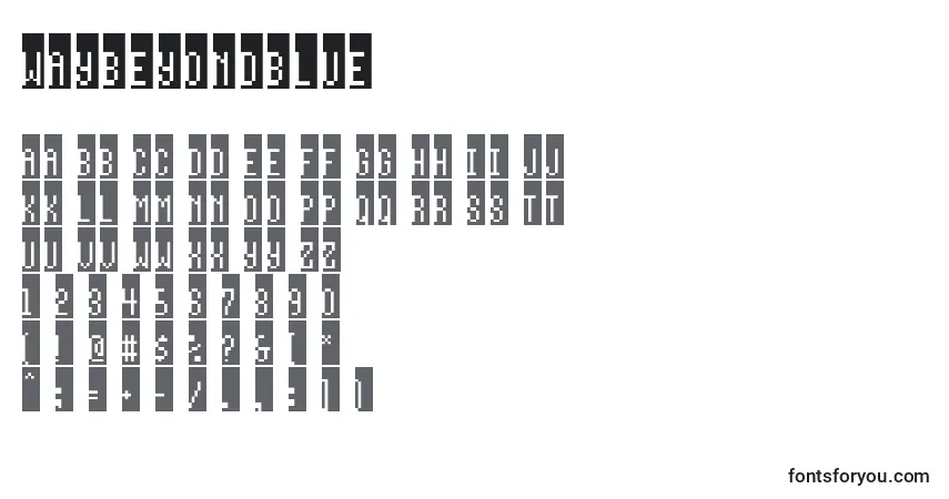 Schriftart Waybeyondblue – Alphabet, Zahlen, spezielle Symbole