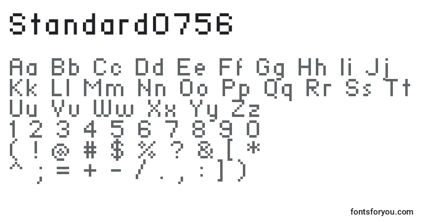A fonte Standard0756 – alfabeto, números, caracteres especiais