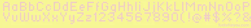 Standard0756-fontti – vaaleanpunaiset fontit keltaisella taustalla