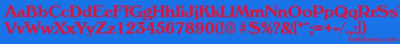 VeronaDemibold-Schriftart – Rote Schriften auf blauem Hintergrund