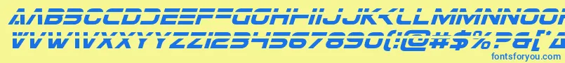 Czcionka Eurofighterlaserital – niebieskie czcionki na żółtym tle