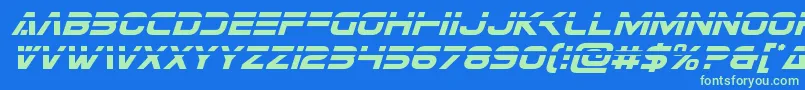 Eurofighterlaserital-Schriftart – Grüne Schriften auf blauem Hintergrund