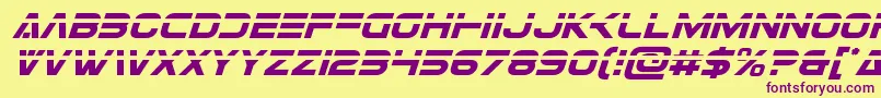 フォントEurofighterlaserital – 紫色のフォント、黄色の背景