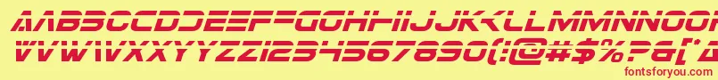 Eurofighterlaserital-Schriftart – Rote Schriften auf gelbem Hintergrund