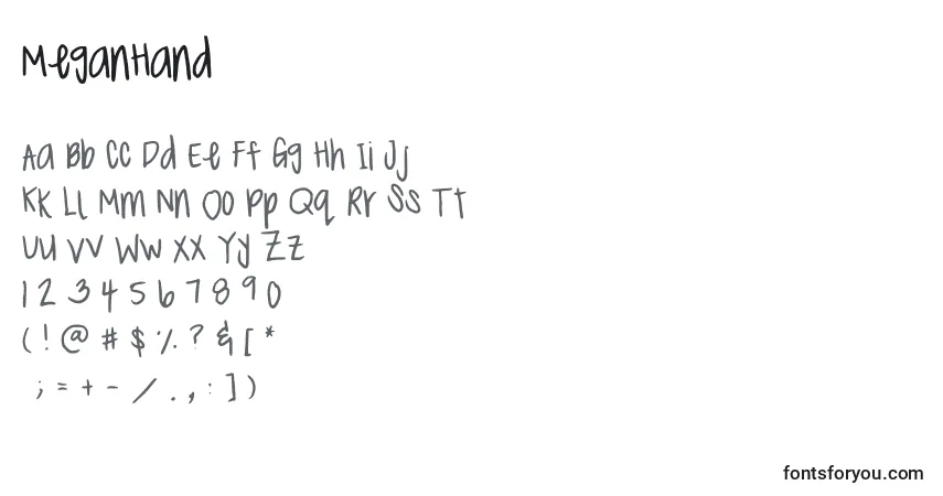 Fuente MeganHand - alfabeto, números, caracteres especiales