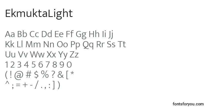 Schriftart EkmuktaLight – Alphabet, Zahlen, spezielle Symbole