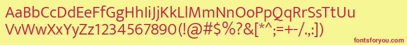 フォントEkmuktaLight – 赤い文字の黄色い背景