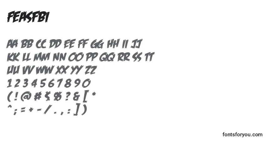 A fonte Feasfbi – alfabeto, números, caracteres especiais