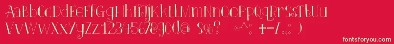 フォントDkClairDeLune – 赤い背景に緑の文字