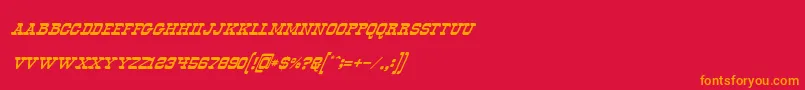 Fonte OldwaysItalic – fontes laranjas em um fundo vermelho