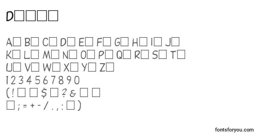A fonte Dupuy – alfabeto, números, caracteres especiais