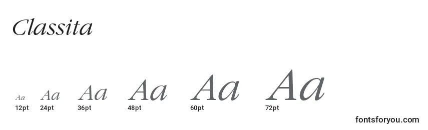 Размеры шрифта Classita