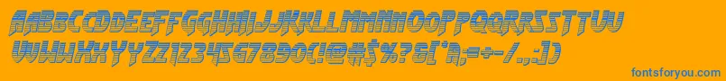 Flashrogerschrome-Schriftart – Blaue Schriften auf orangefarbenem Hintergrund