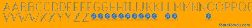 HazeldecolightRegular-Schriftart – Blaue Schriften auf orangefarbenem Hintergrund