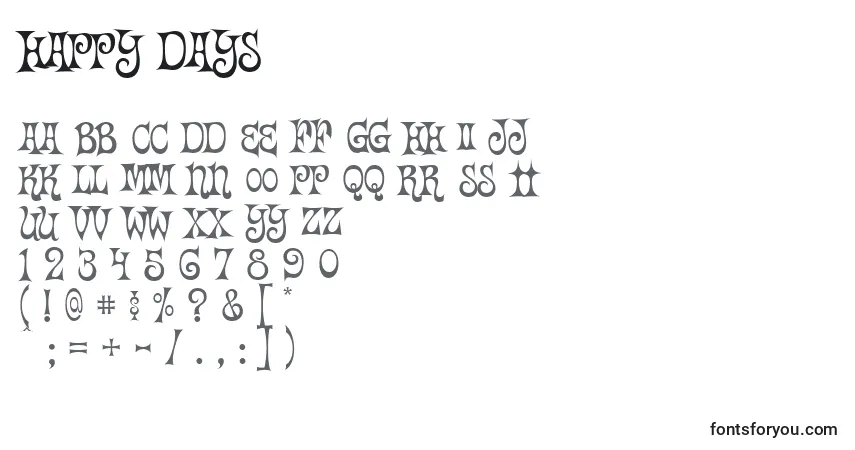 Fuente Happy Days - alfabeto, números, caracteres especiales